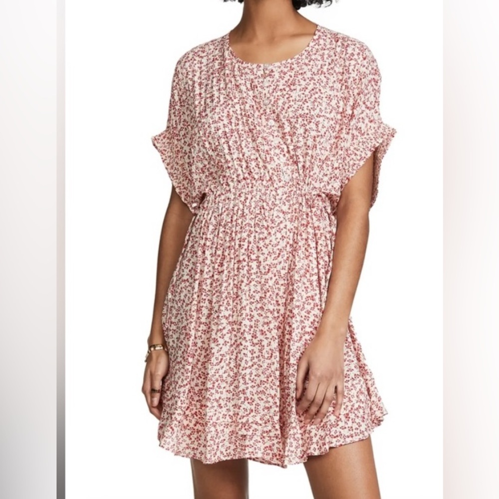 Free People “One Fine Day” Floral Printed Mini Dress in Tea Combo